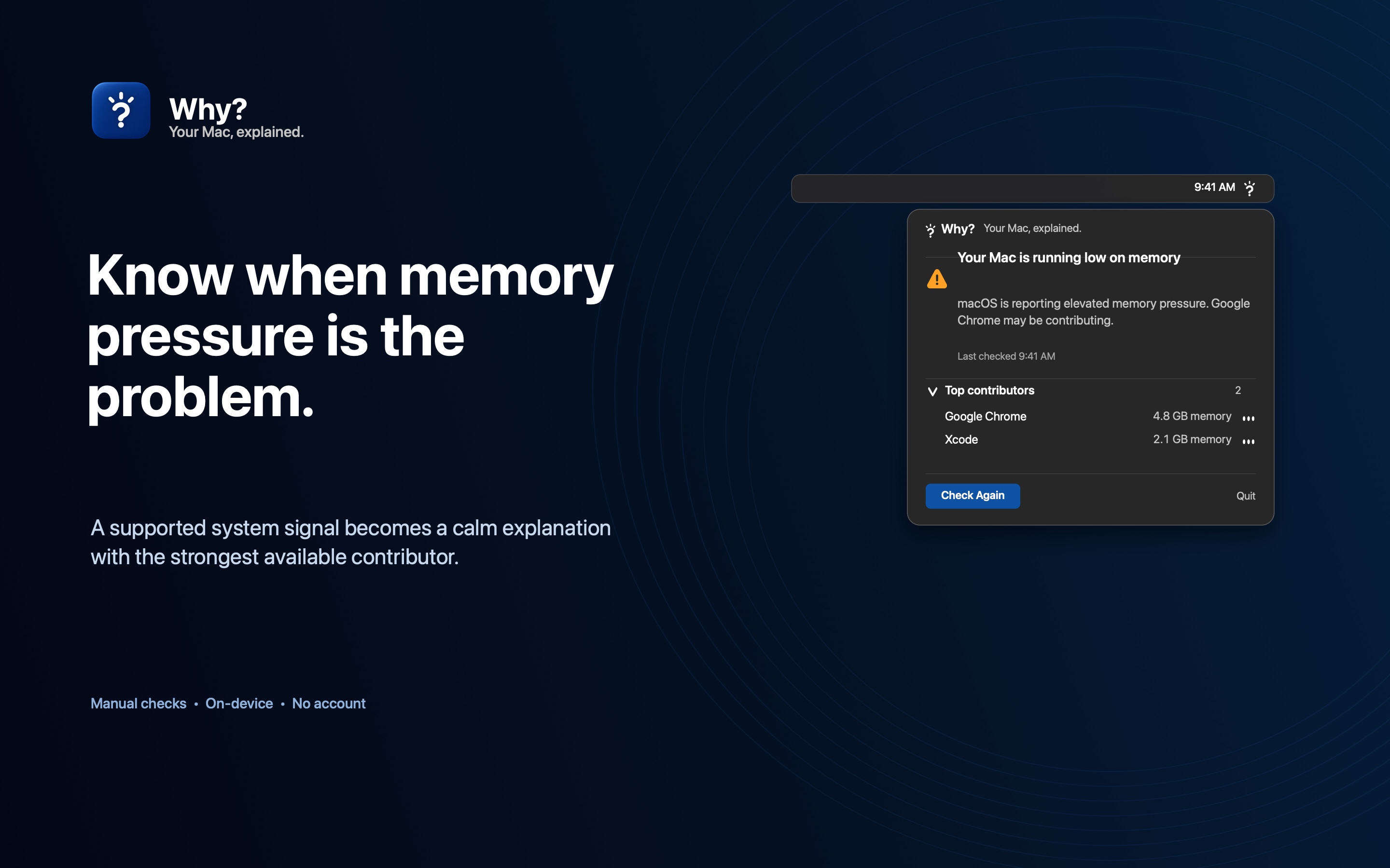 Why? explaining that the Mac is running low on memory.